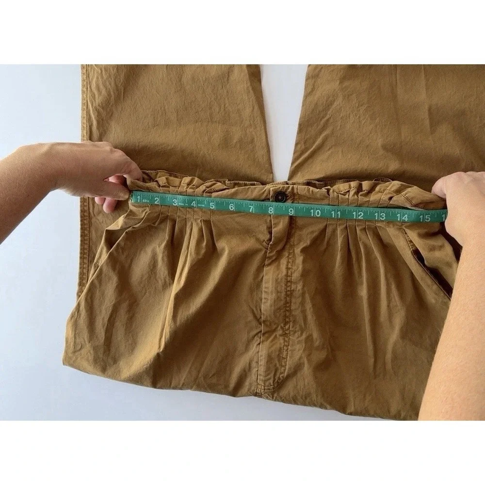 Free People Women's M Brown Paperbag Waist Cropped Wide Leg Pants 100% Cotton